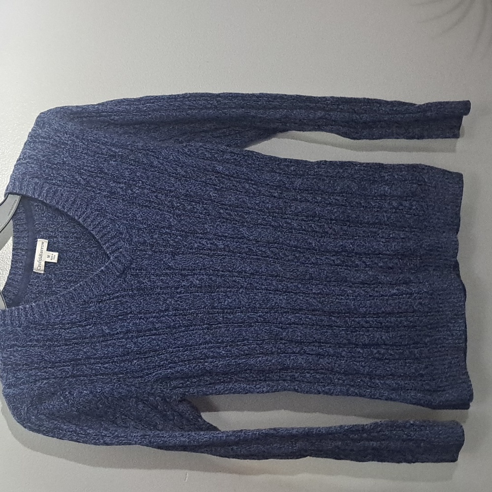 Croft & Barrow V-Neck Blue Knit Sweater PTP:16.5"-23.5" Length:25"